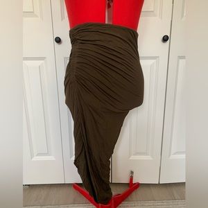 Bardot Khaki Green/Brown side split skirt size 6